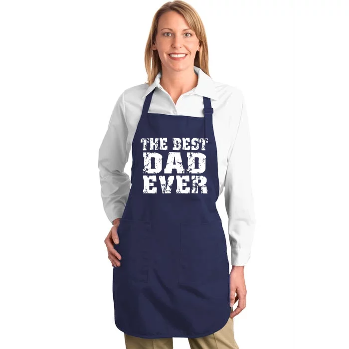 Best Dad Ever Block Logo Full-Length Apron With Pocket