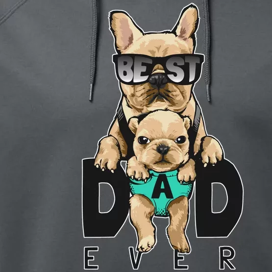 Best Dad Ever Cute Funny Dog Pug Dad Performance Fleece Hoodie