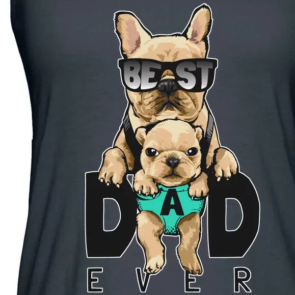 Best Dad Ever Cute Funny Dog Pug Dad Ladies Essential Flowy Tank