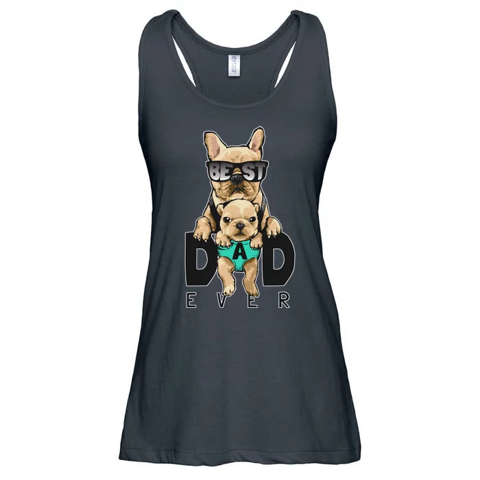 Best Dad Ever Cute Funny Dog Pug Dad Ladies Essential Flowy Tank