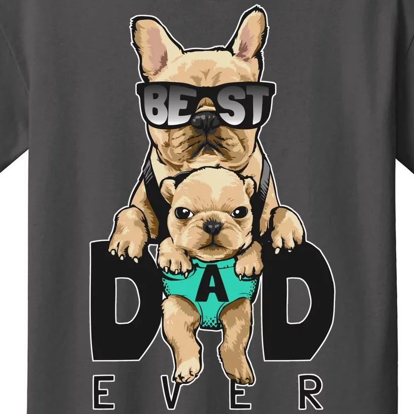 Best Dad Ever Cute Funny Dog Pug Dad Kids T-Shirt