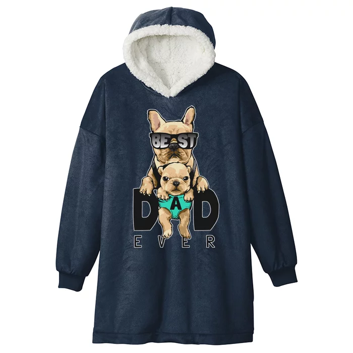 Best Dad Ever Cute Funny Dog Pug Dad Hooded Wearable Blanket