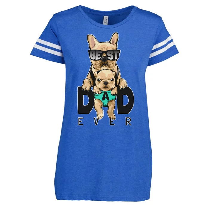 Best Dad Ever Cute Funny Dog Pug Dad Enza Ladies Jersey Football T-Shirt