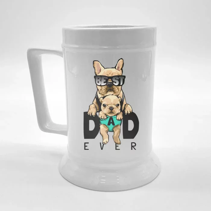 Best Dad Ever Cute Funny Dog Pug Dad Front & Back Beer Stein