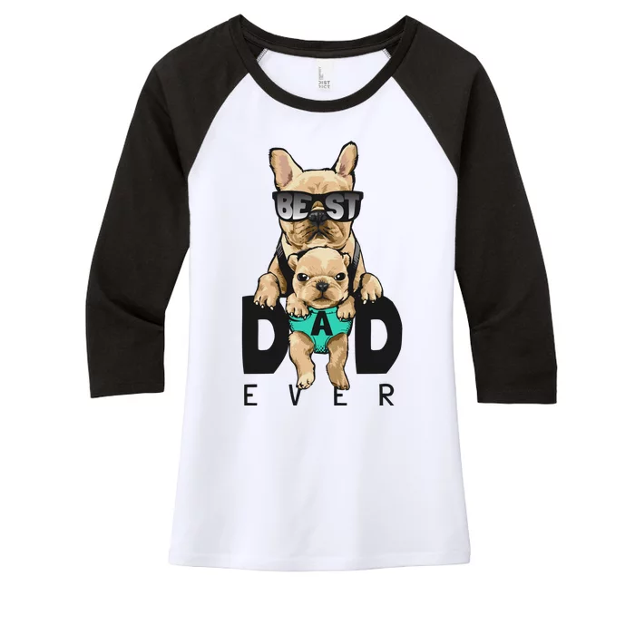 Best Dad Ever Cute Funny Dog Pug Dad Women's Tri-Blend 3/4-Sleeve Raglan Shirt