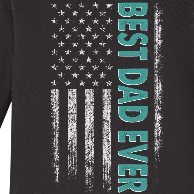 Best Dad Ever Distressed USA American Flag Baby Long Sleeve Bodysuit