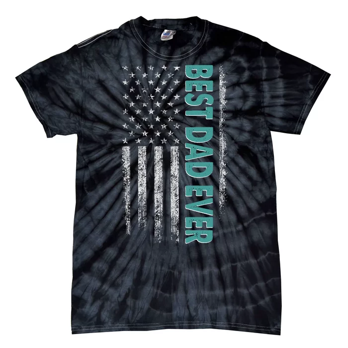 Best Dad Ever Distressed USA American Flag Tie-Dye T-Shirt