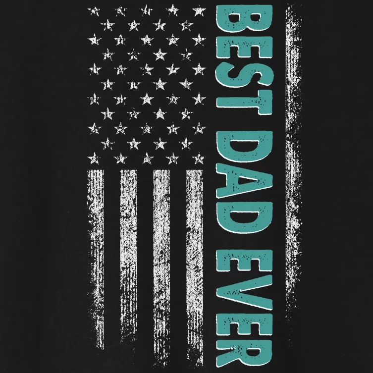 Best Dad Ever Distressed USA American Flag Women's Crop Top Tee