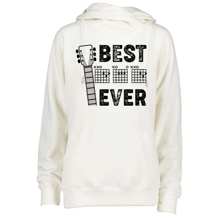 Best Dad Ever Musical Guitar Chords Womens Funnel Neck Pullover Hood