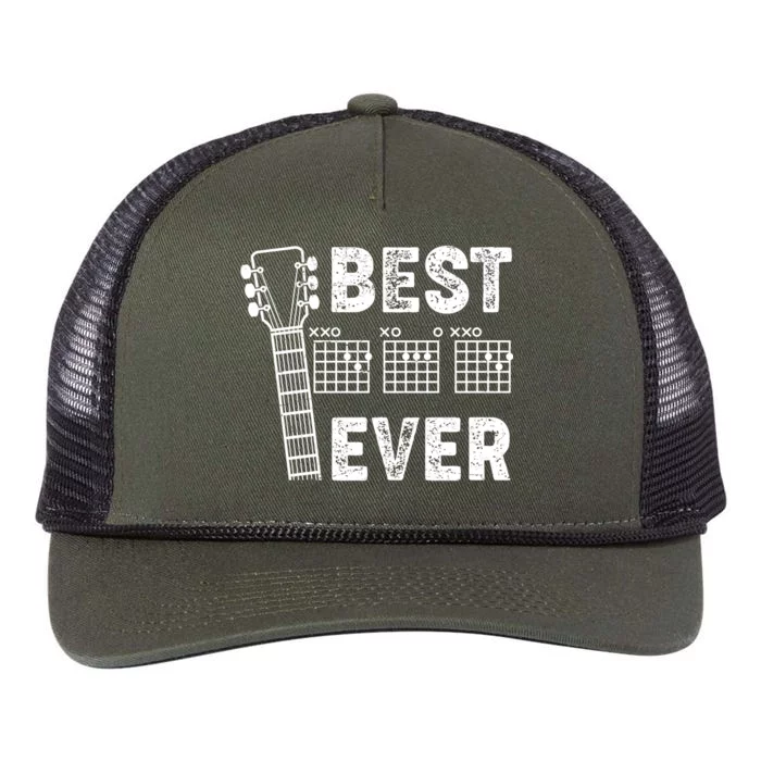 Best Dad Ever Musical Guitar Chords Retro Rope Trucker Hat Cap