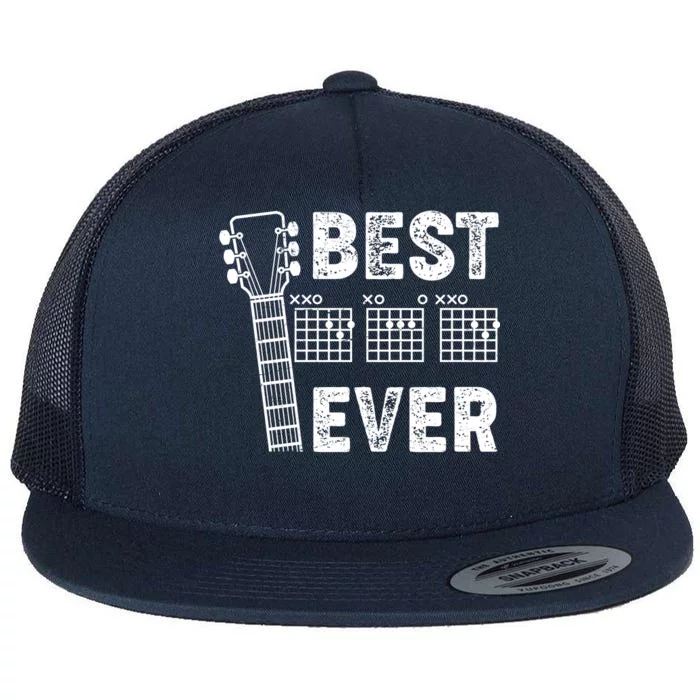 Best Dad Ever Musical Guitar Chords Flat Bill Trucker Hat