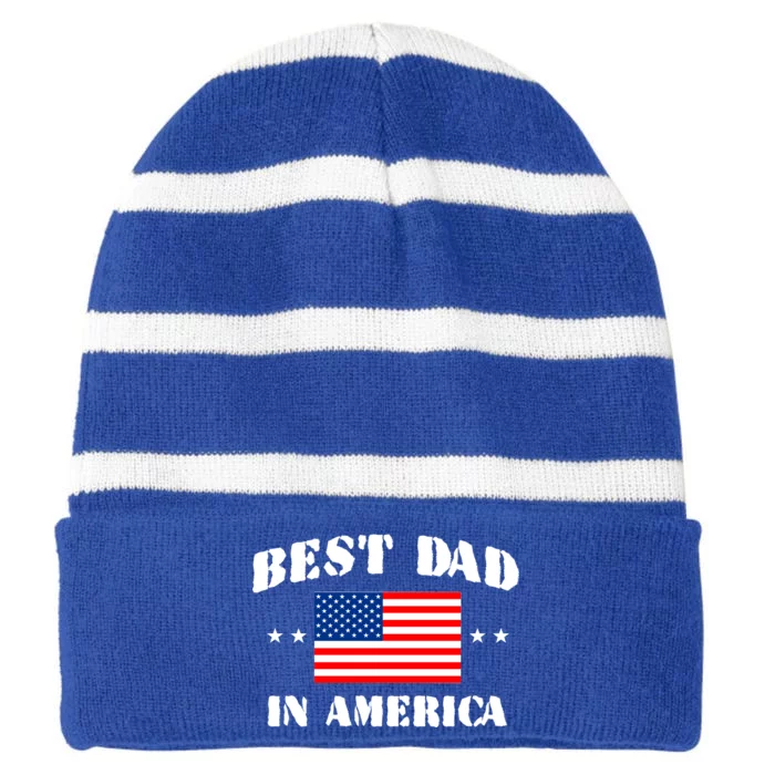 Best Dad In America & Best Papa In The World Striped Beanie with Solid Band