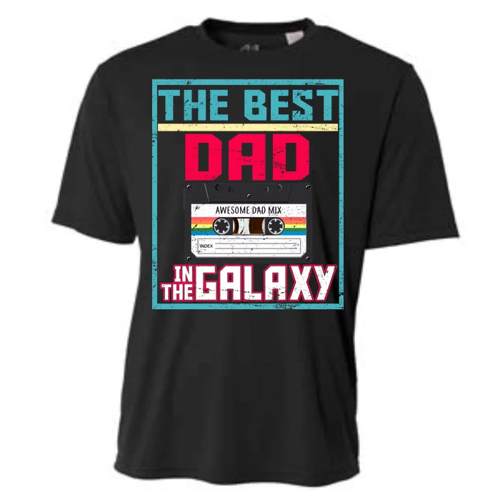 Best Dad In The Galaxy Cassette Mix Tape Cooling Performance Crew T-Shirt