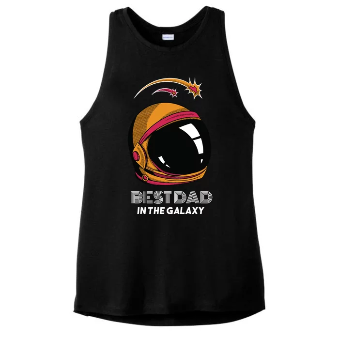 Best Dad In The Galaxy Space Helmet Ladies Tri-Blend Wicking Tank