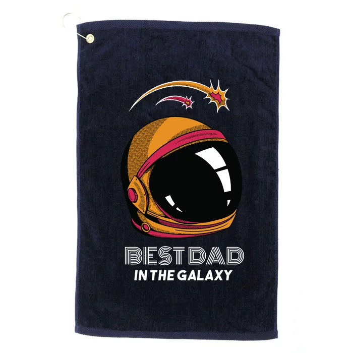 Best Dad In The Galaxy Space Helmet Platinum Collection Golf Towel