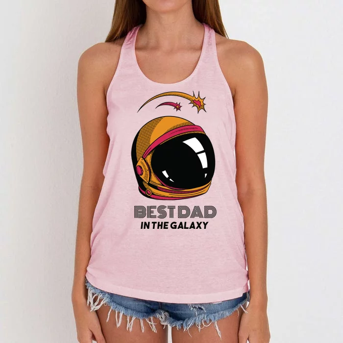 Best Dad In The Galaxy Space Helmet Women's Knotted Racerback Tank