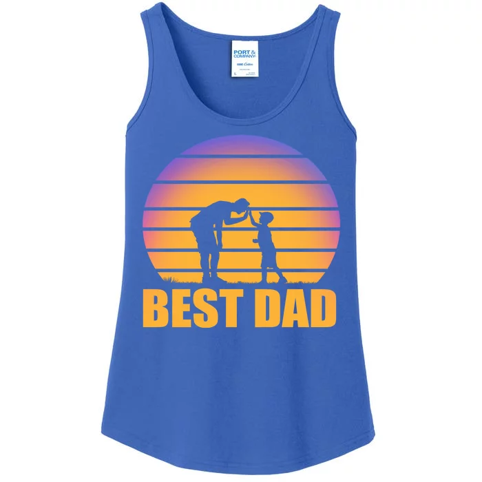 Best Dad Retro Sunset Ladies Essential Tank