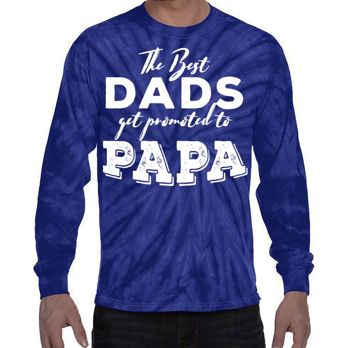 Best Dads Promoted To Papa Funny Gift Tie-Dye Long Sleeve Shirt