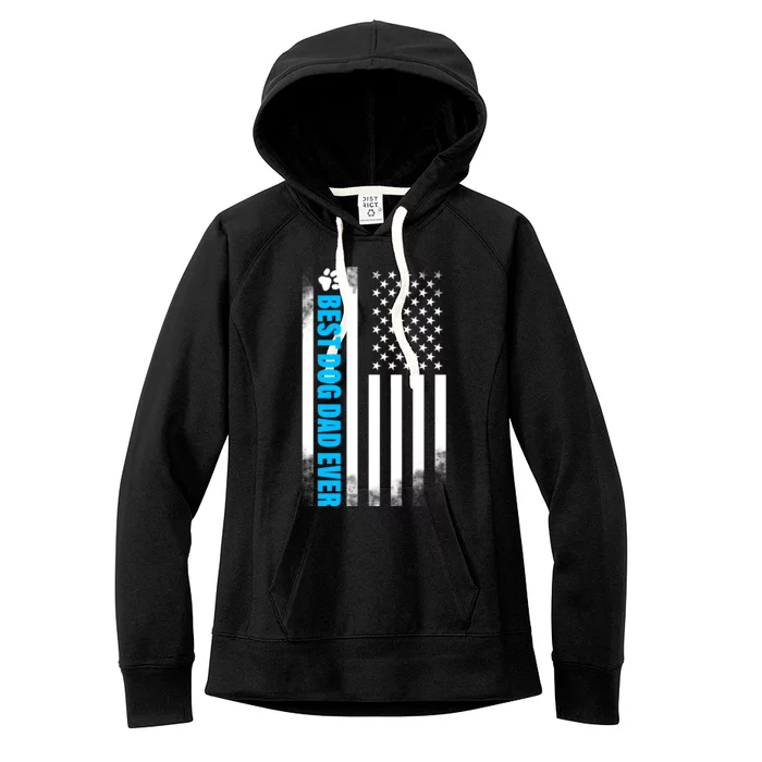 Best Dog Dad Ever American Flag Women's Fleece Hoodie