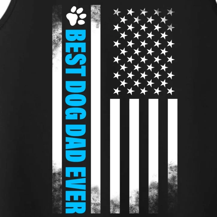 Best Dog Dad Ever American Flag Performance Tank