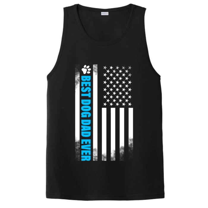 Best Dog Dad Ever American Flag Performance Tank