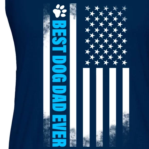 Best Dog Dad Ever American Flag Ladies Essential Flowy Tank