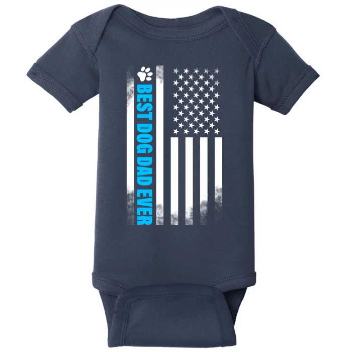 Best Dog Dad Ever American Flag Baby Bodysuit