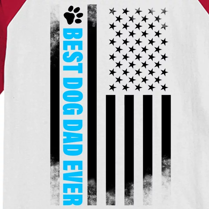 Best Dog Dad Ever American Flag Kids Colorblock Raglan Jersey