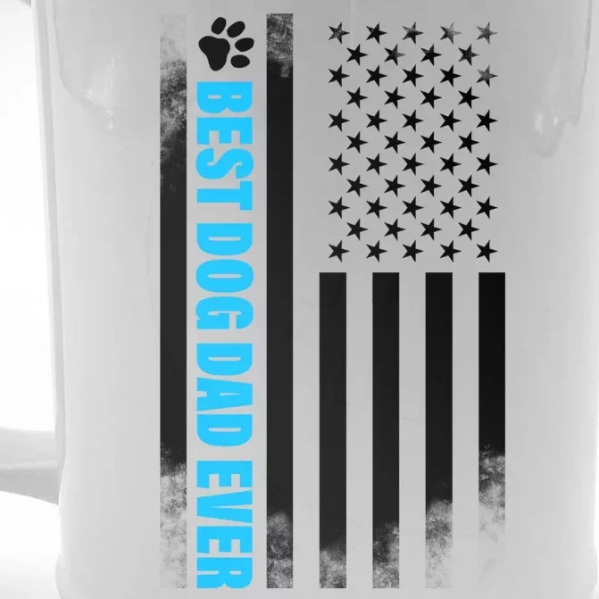 Best Dog Dad Ever American Flag Front & Back Beer Stein