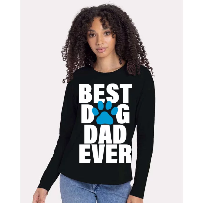 Best Dog Dad Ever Paw Womens Cotton Relaxed Long Sleeve T-Shirt