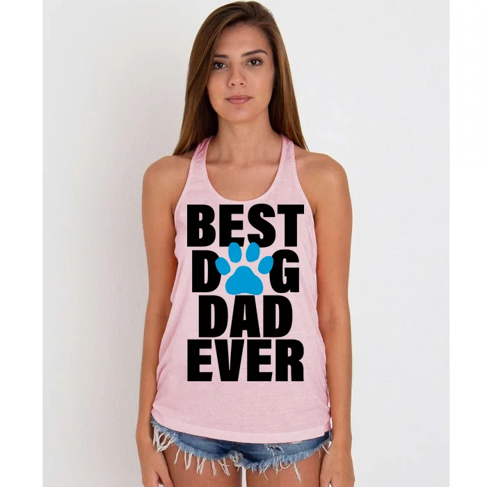 Best Dog Dad Ever Paw Women's Knotted Racerback Tank