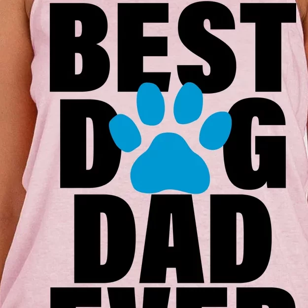 Best Dog Dad Ever Paw Women's Knotted Racerback Tank