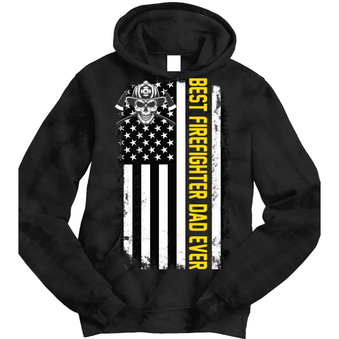 Best Firefighter Dad Ever Flag Tie Dye Hoodie