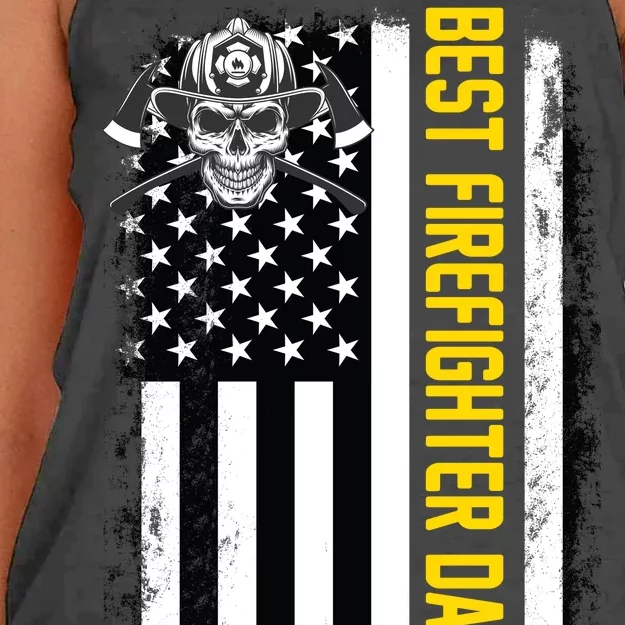 Best Firefighter Dad Ever Flag Women's Knotted Racerback Tank