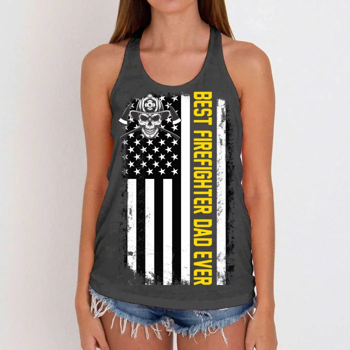 Best Firefighter Dad Ever Flag Women's Knotted Racerback Tank