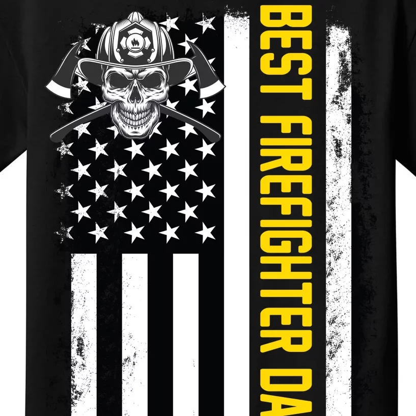 Best Firefighter Dad Ever Flag Kids T-Shirt