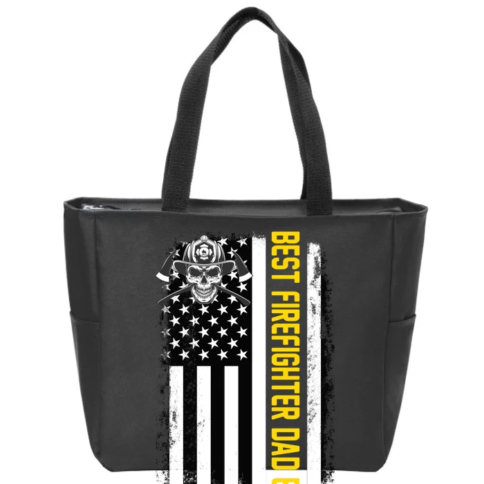 Best Firefighter Dad Ever Flag Zip Tote Bag