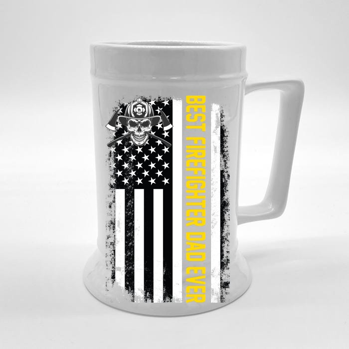 Best Firefighter Dad Ever Flag Front & Back Beer Stein