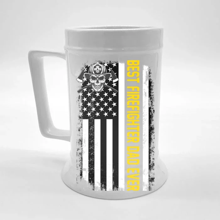 Best Firefighter Dad Ever Flag Front & Back Beer Stein