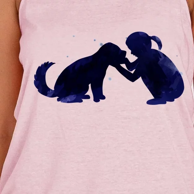 Best Friends Child With Dog Women's Knotted Racerback Tank