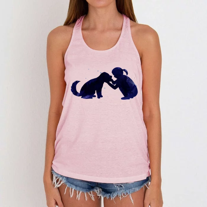 Best Friends Child With Dog Women's Knotted Racerback Tank