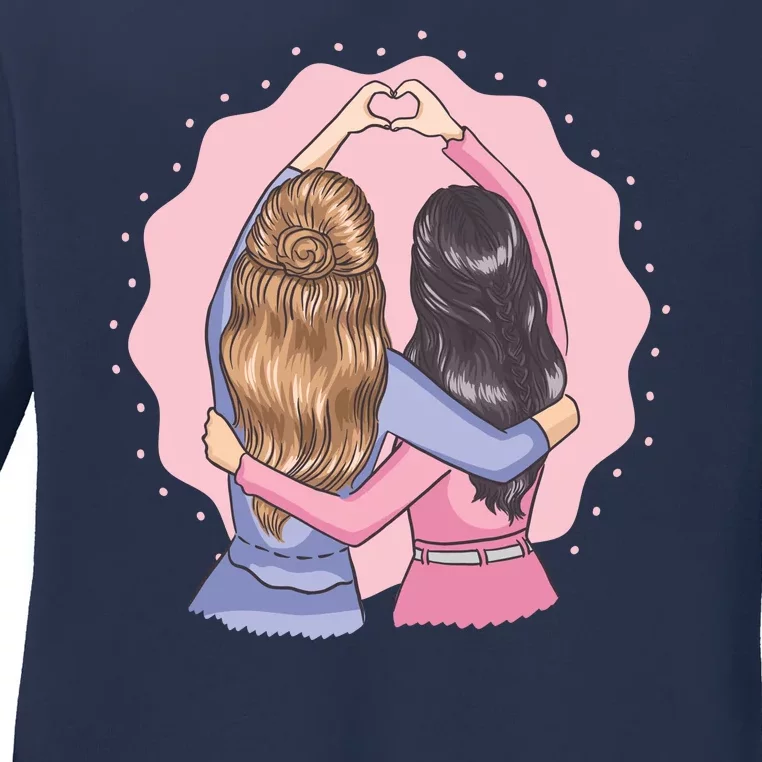 Best Friends Heart Ladies Long Sleeve Shirt