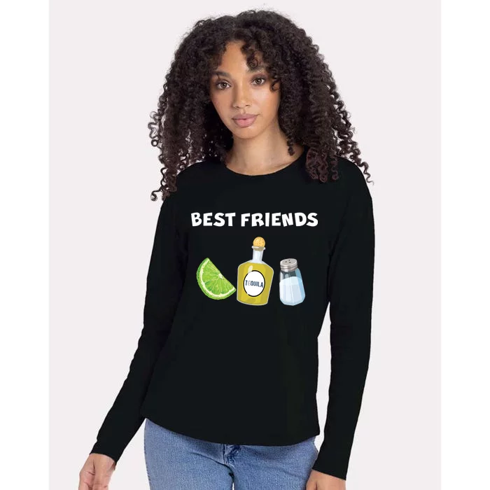 Best Friends Lime Tequila Salt Womens Cotton Relaxed Long Sleeve T-Shirt