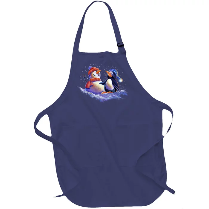 Best Friends Snowman and Penguin Full-Length Apron With Pocket