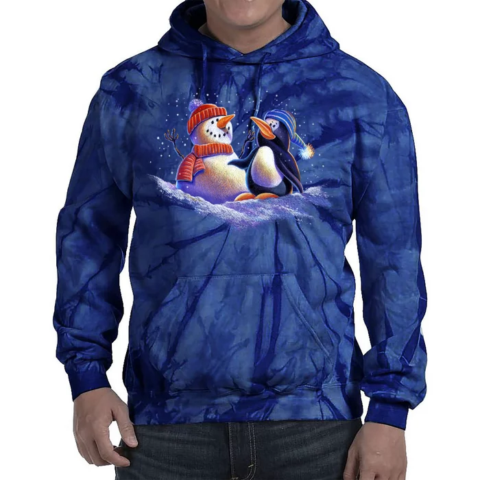 Best Friends Snowman and Penguin Tie Dye Hoodie