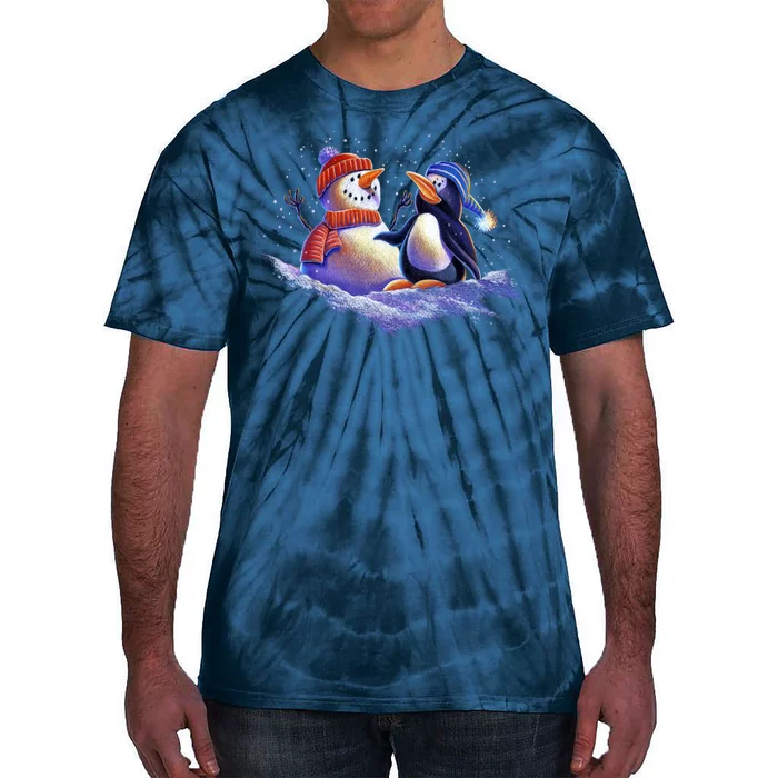 Best Friends Snowman and Penguin Tie-Dye T-Shirt