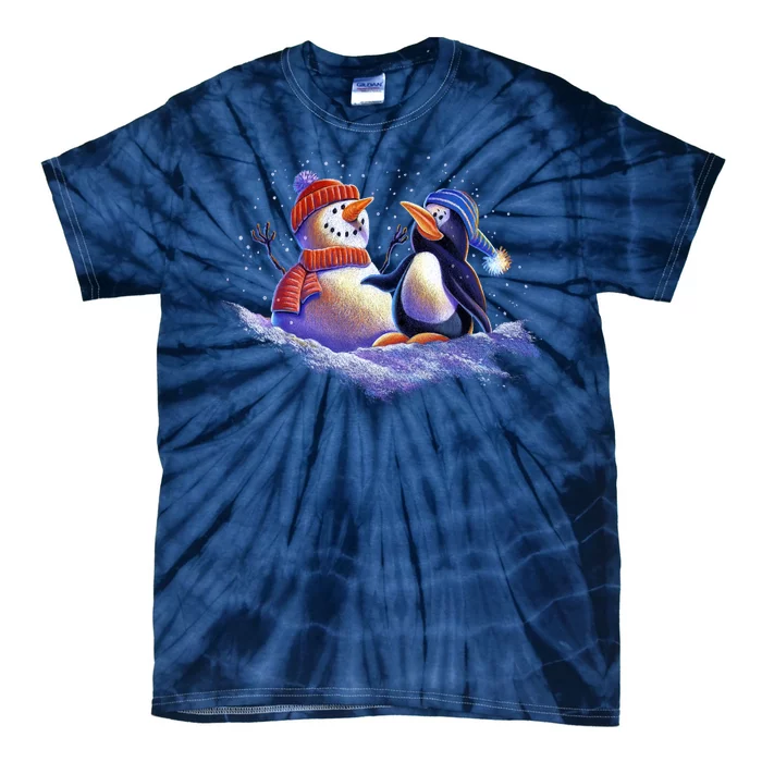 Best Friends Snowman and Penguin Tie-Dye T-Shirt