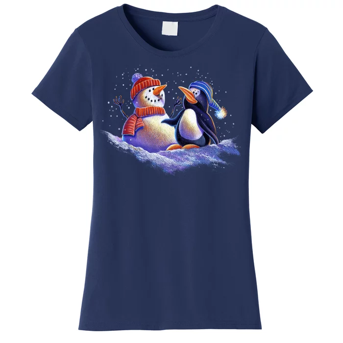 Best Friends Snowman and Penguin Women's T-Shirt