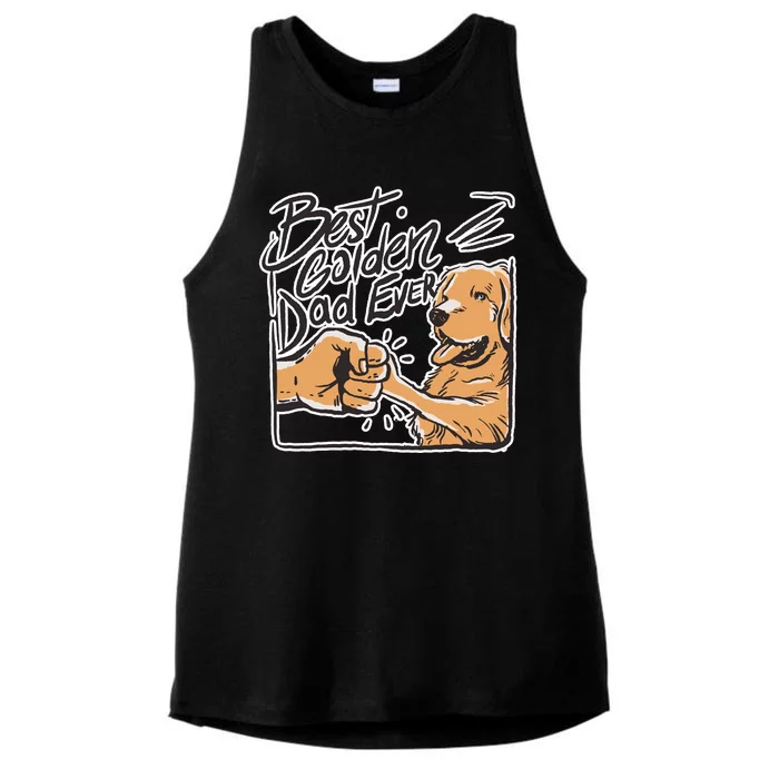 Best Golden Dad Ever Ladies Tri-Blend Wicking Tank