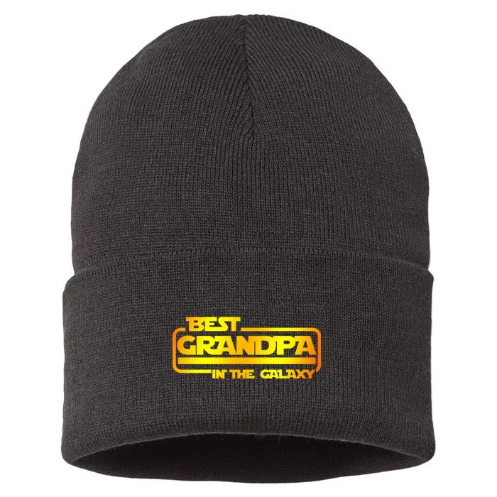 Best Grandpa In The Galaxy Funny Sustainable Knit Beanie